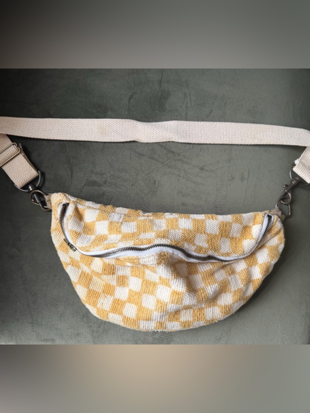 Jenna bee Yellow Checkered Crossbody Belt Bag